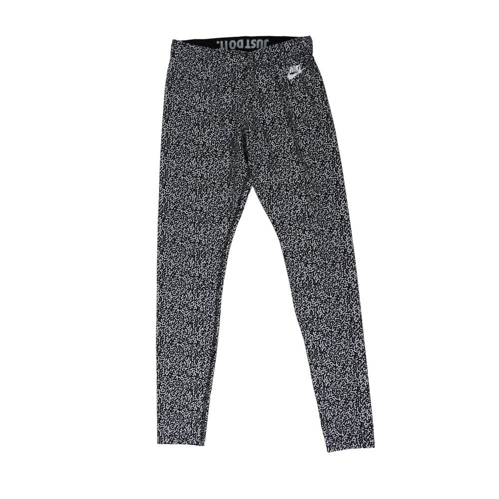 Nike Dri-Fit Black & White Splatter Geometric Print High Rise Leggings Small
